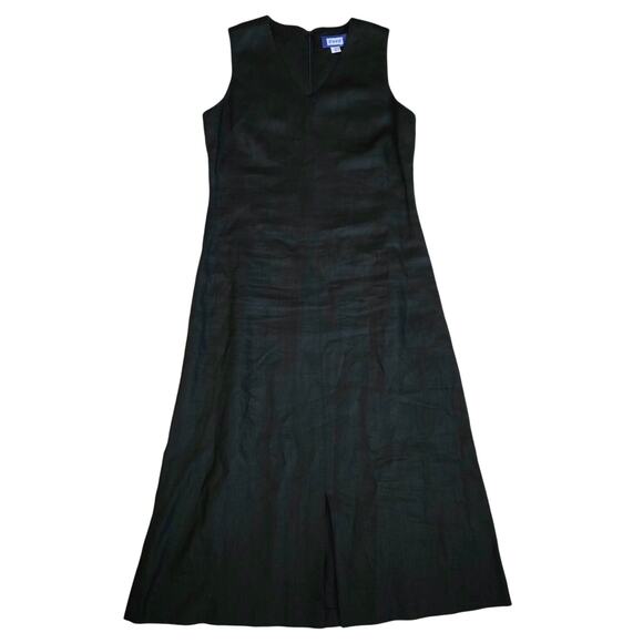 100% Linen Black Sleeveless Maxi Dress Size 12 Summer Fairy Grunge Classic - Picture 3 of 16